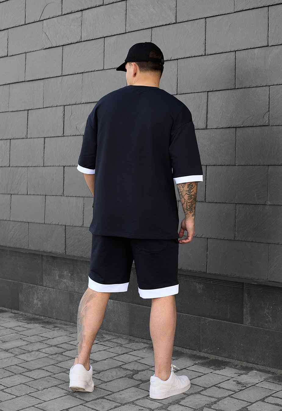 Set de vară tricou + pantaloni scurți Staff do navy oversize