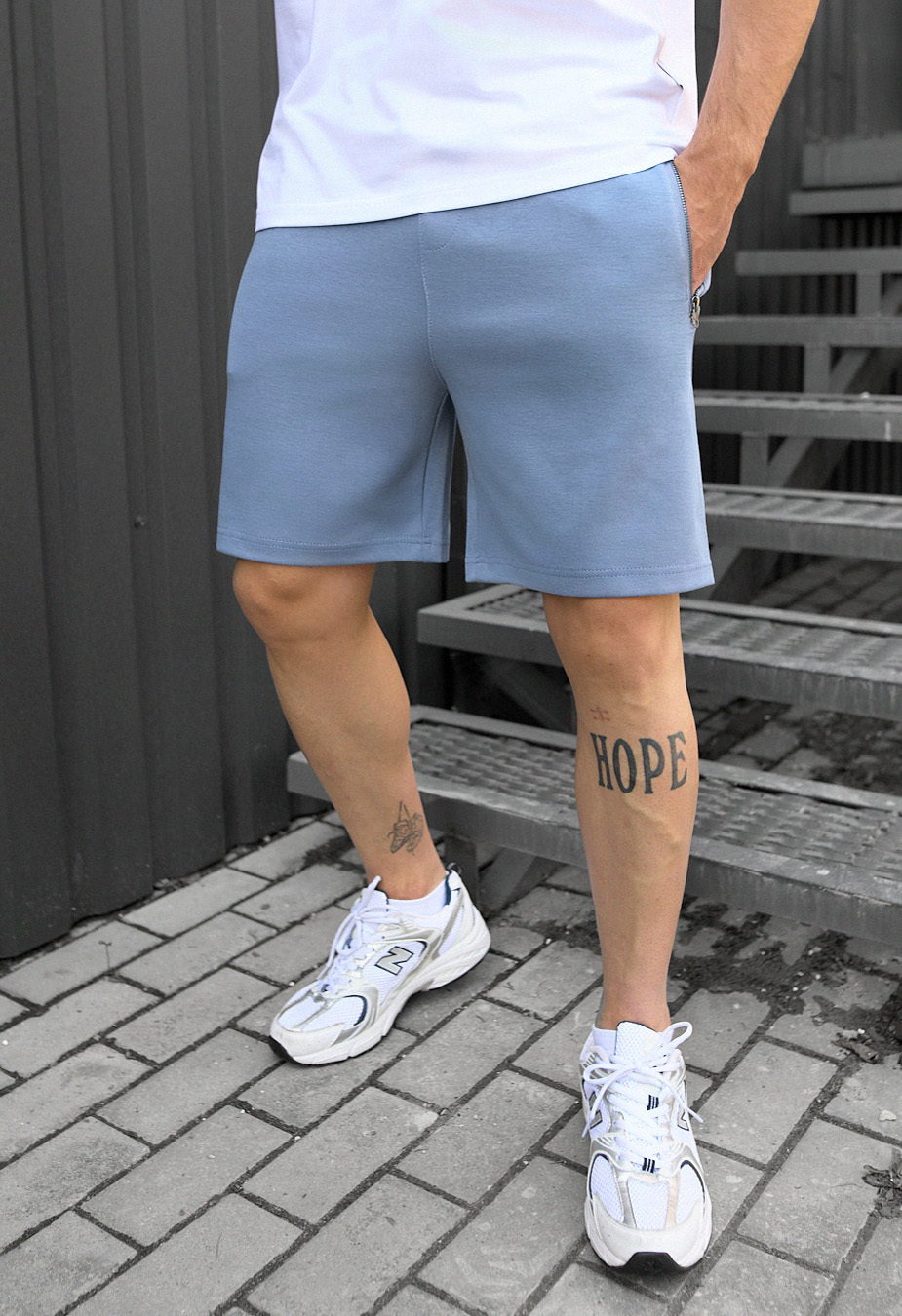 Pantaloni scurți tricotați Staff ley light blue