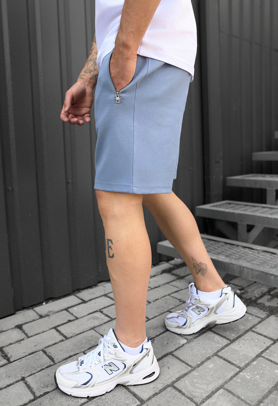 Pantaloni scurți tricotați Staff ley light blue