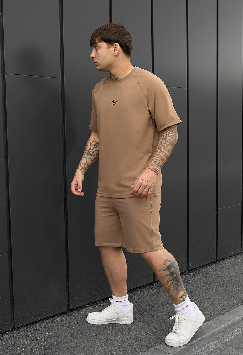 Set de vară tricou + pantaloni scurți Staff mb brown