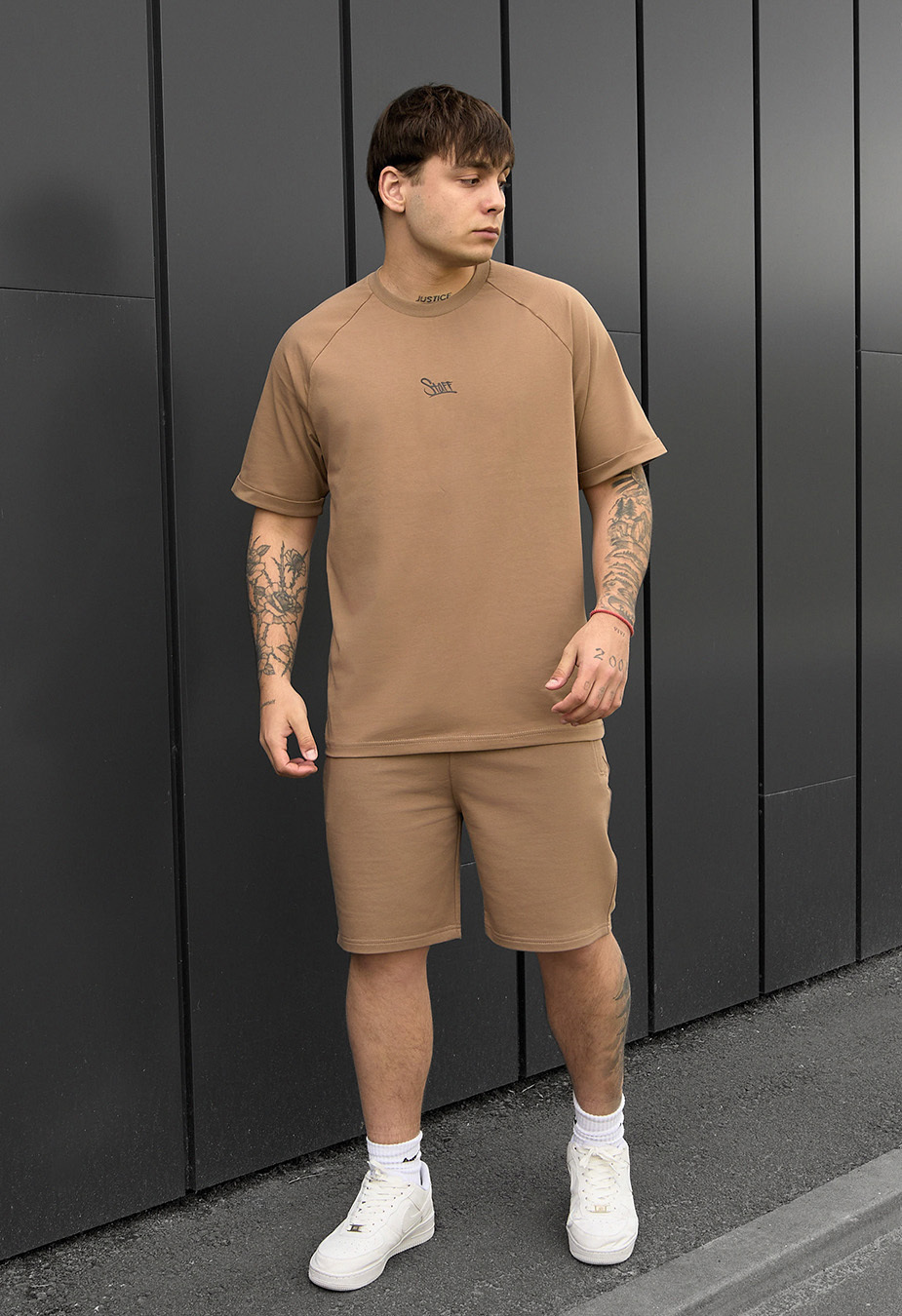 Set de vară tricou + pantaloni scurți Staff mb brown