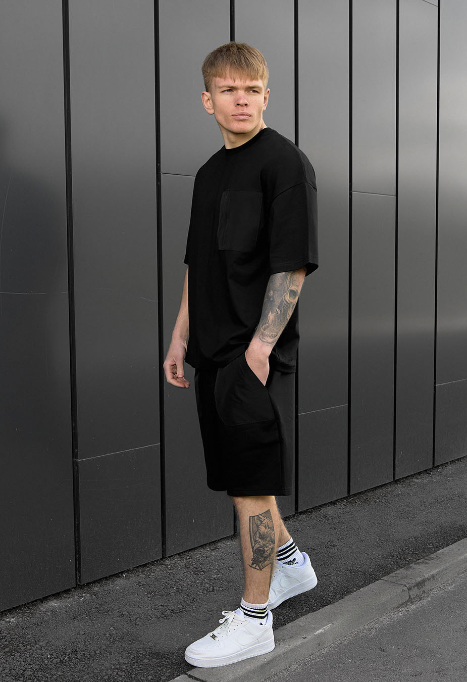 Set de vară tricou + pantaloni scurți Staff kas black oversize