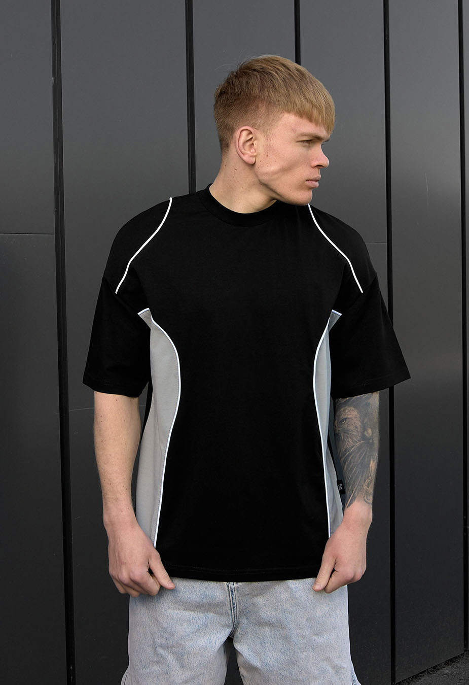 Tricou Staff black & gray