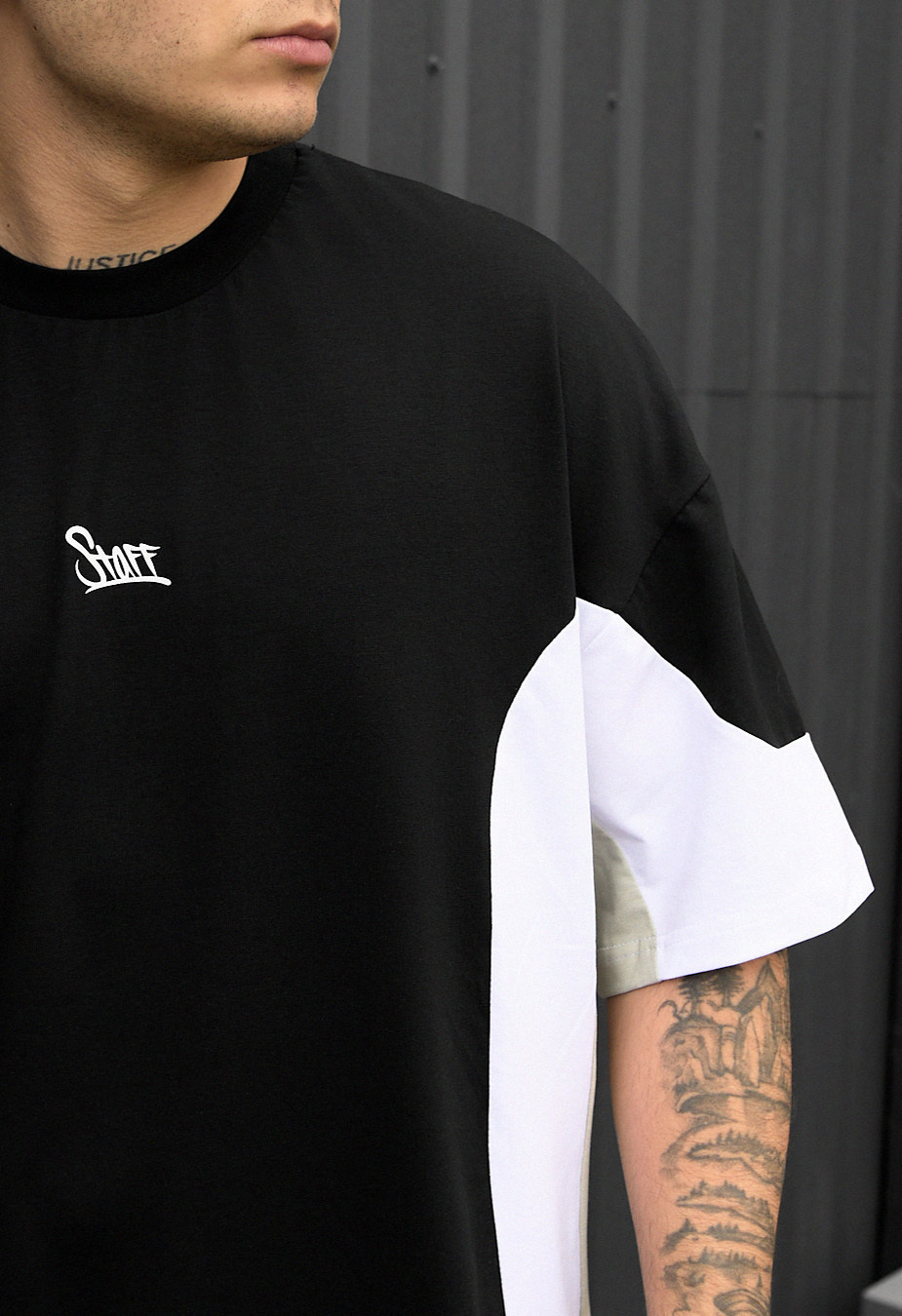 Tricou Staff color block oversize