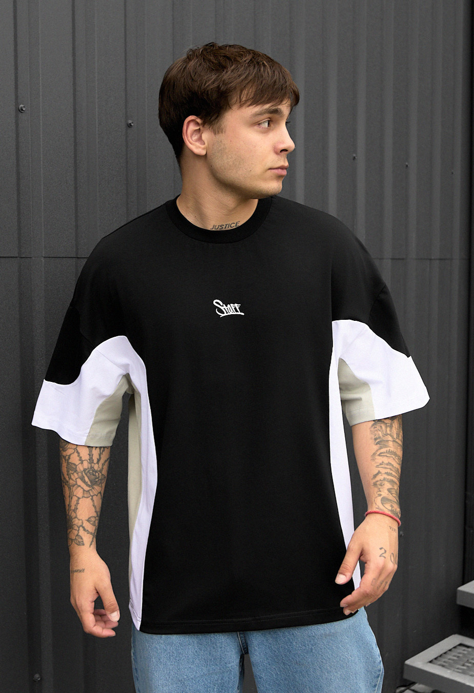 Tricou Staff color block oversize