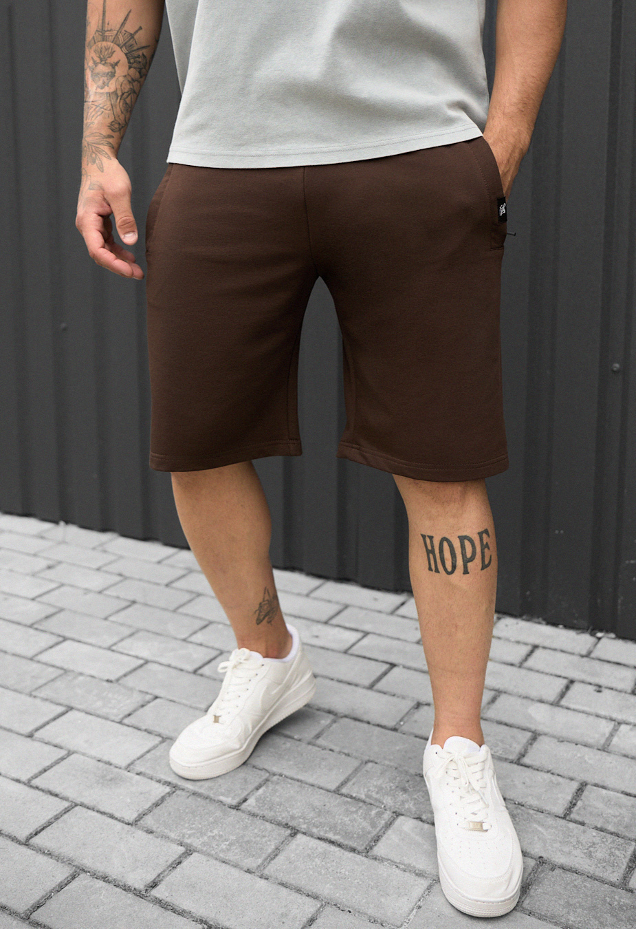 Pantaloni scurți tricotați Staff wh dark brown