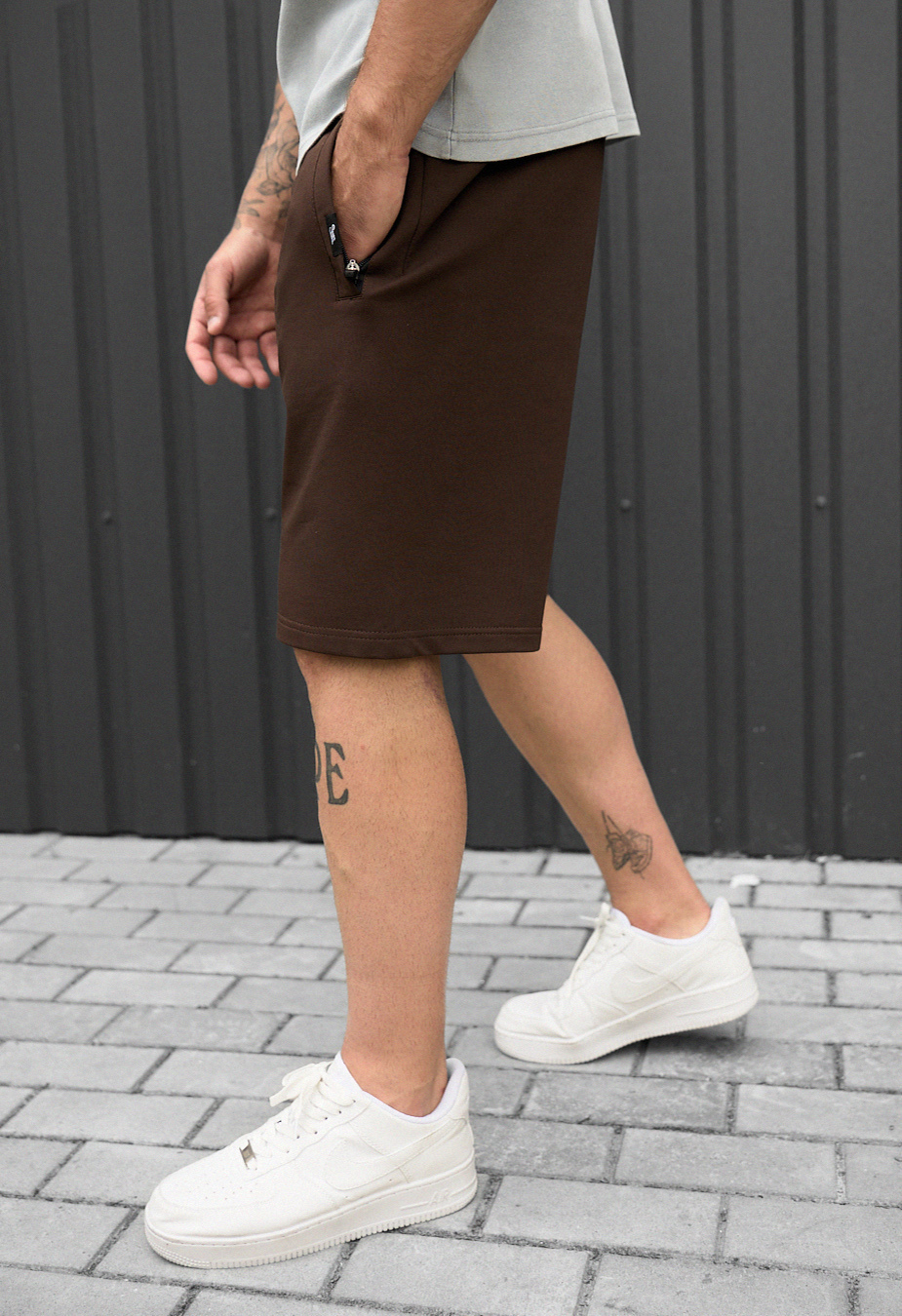 Pantaloni scurți tricotați Staff wh dark brown