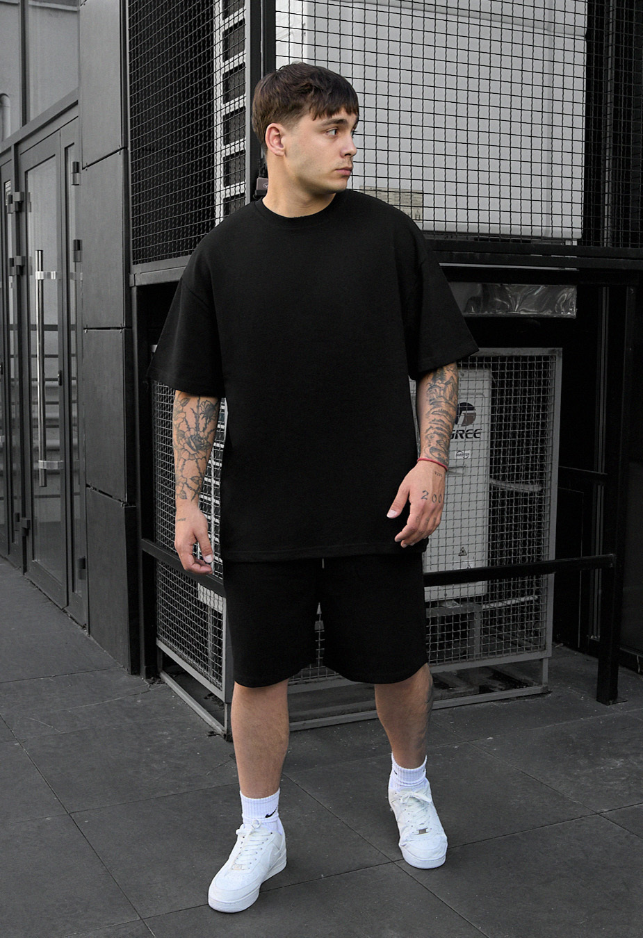 Set de vară tricou + pantaloni scurți Staff vic black oversize