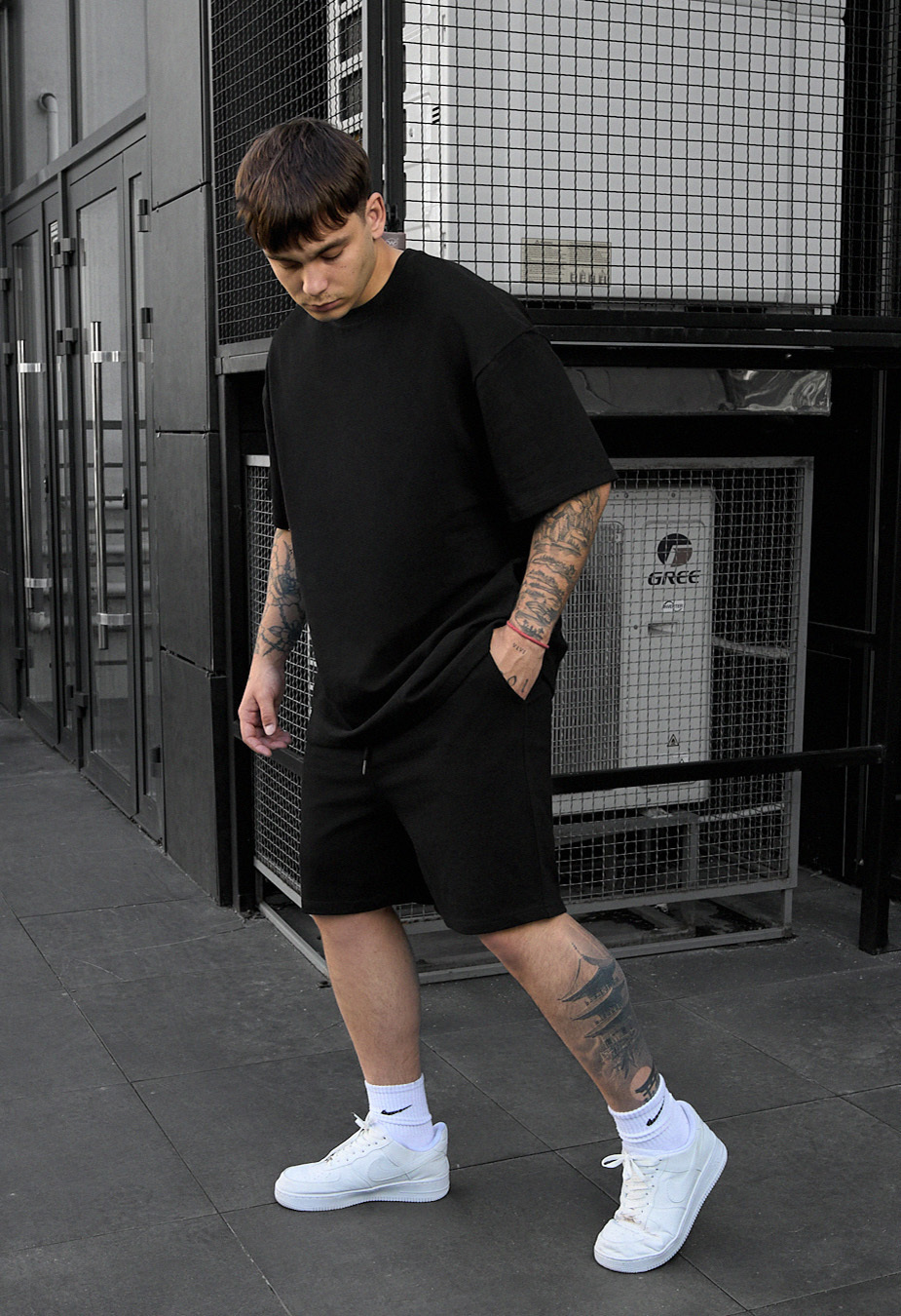 Set de vară tricou + pantaloni scurți Staff vic black oversize