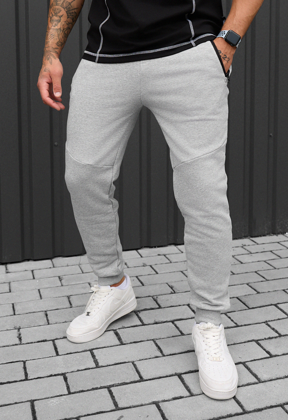 Pantaloni de trtening Staff wol gray melange