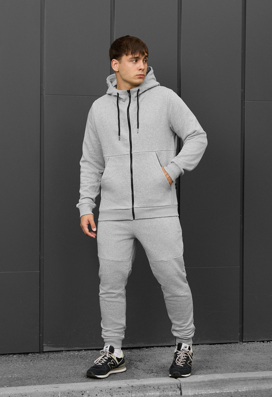 Costum de trening Staff wo zip gray melange