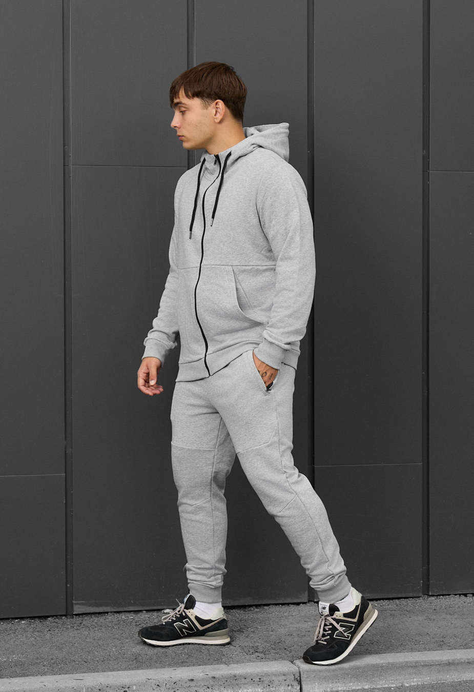Costum de trening Staff wo zip gray melange