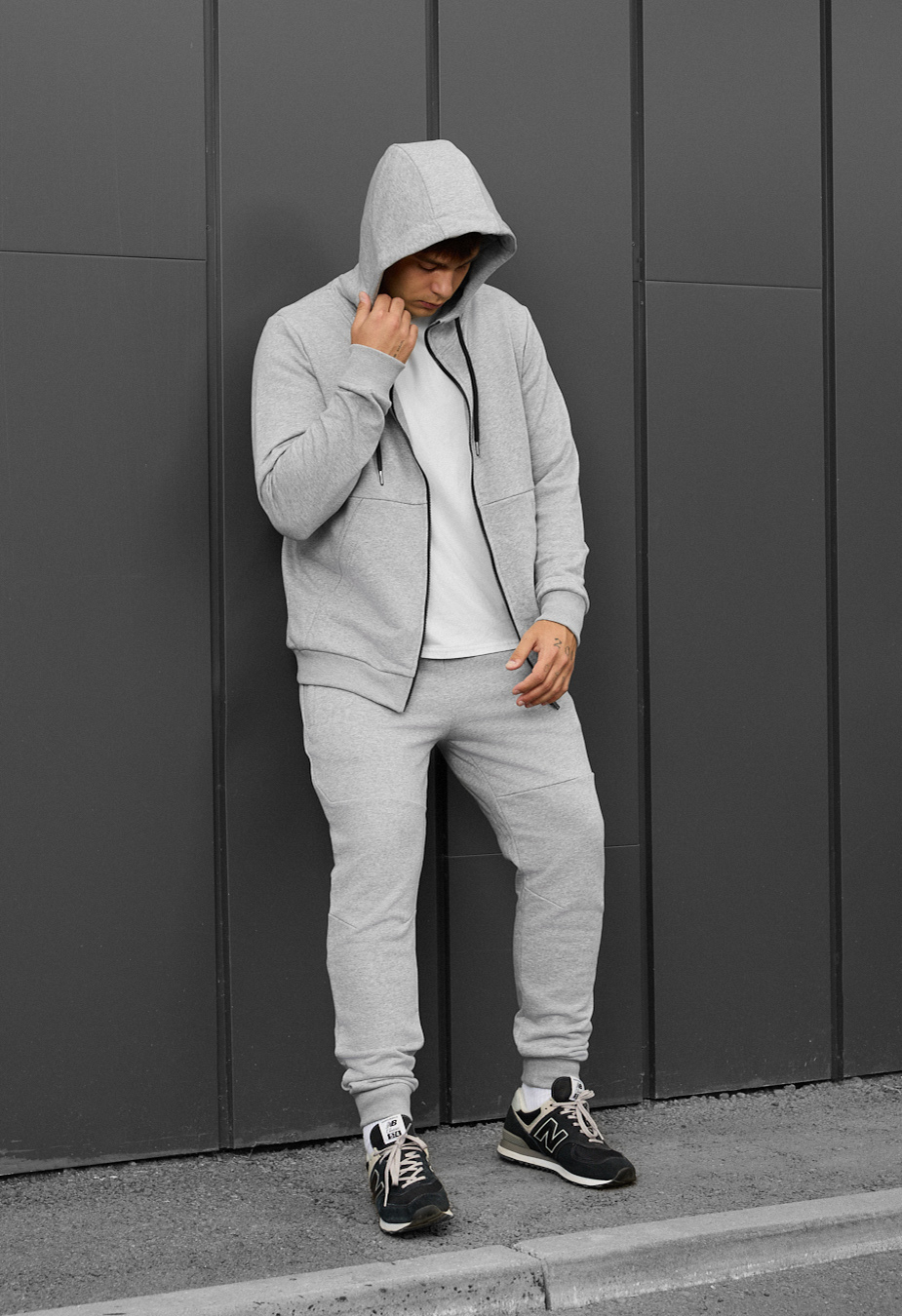 Costum de trening Staff wo zip gray melange