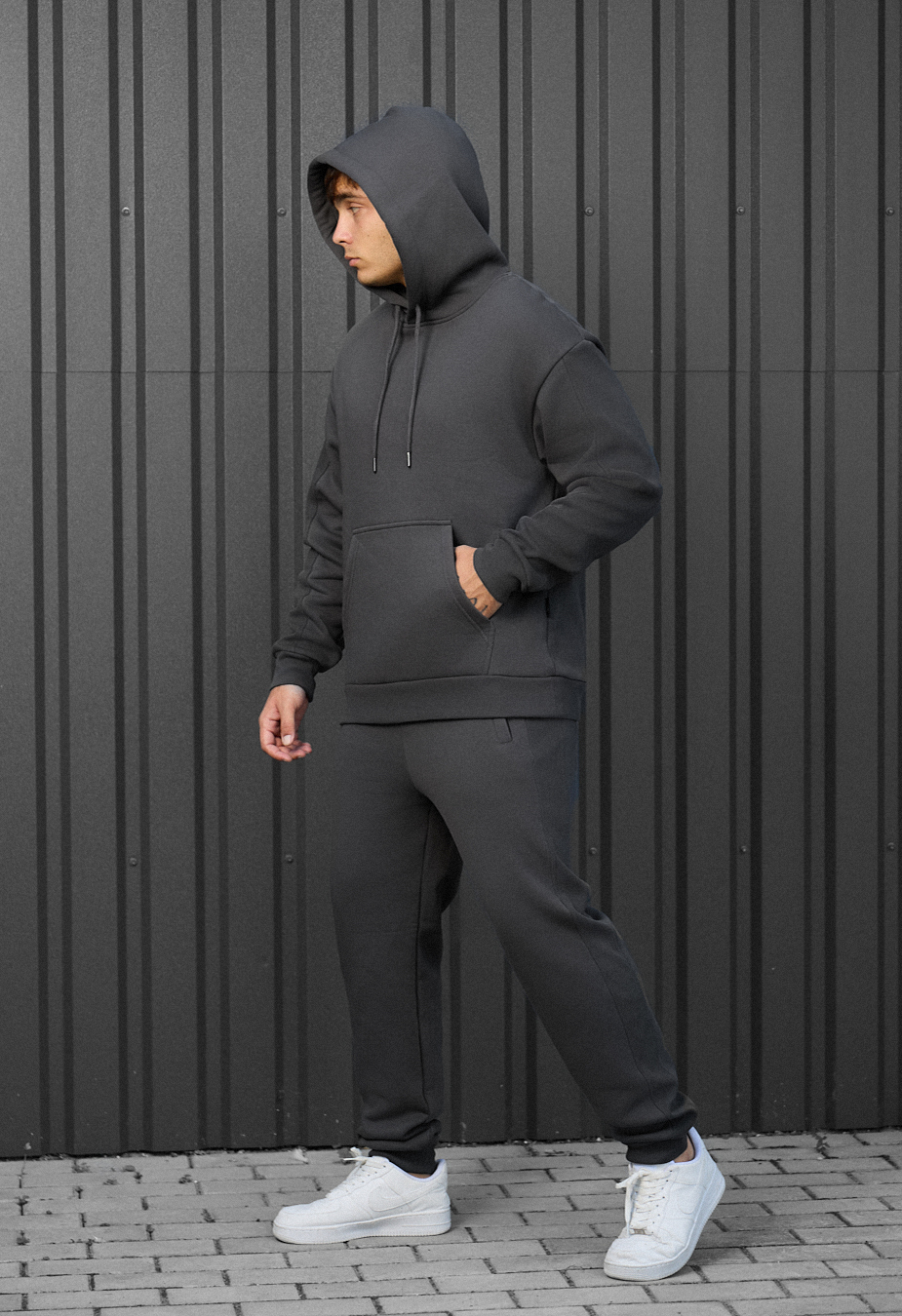Costum de trening Staff cr dark gray oversize fleece