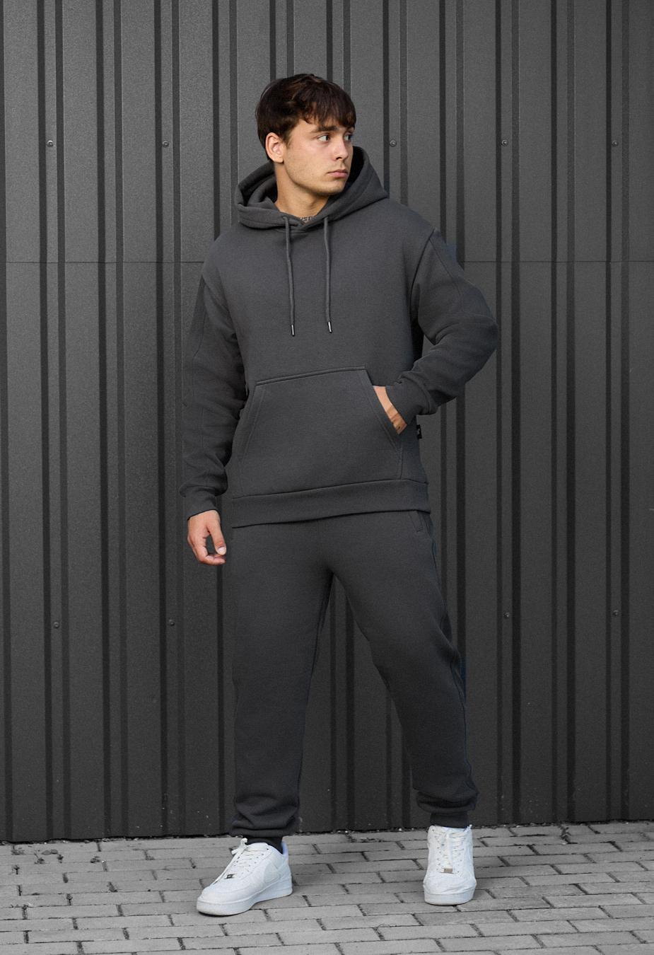 Costum de trening Staff cr dark gray oversize fleece