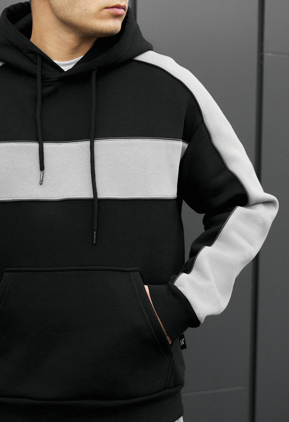 Costum de trening Staff rik black & gray oversize fleece