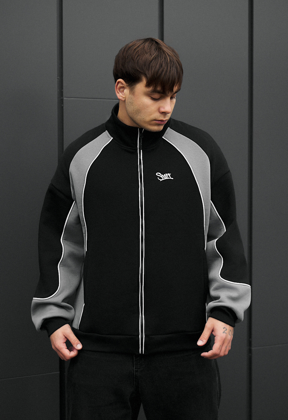 Bluză Staff mi gray & black reflective oversize fleece