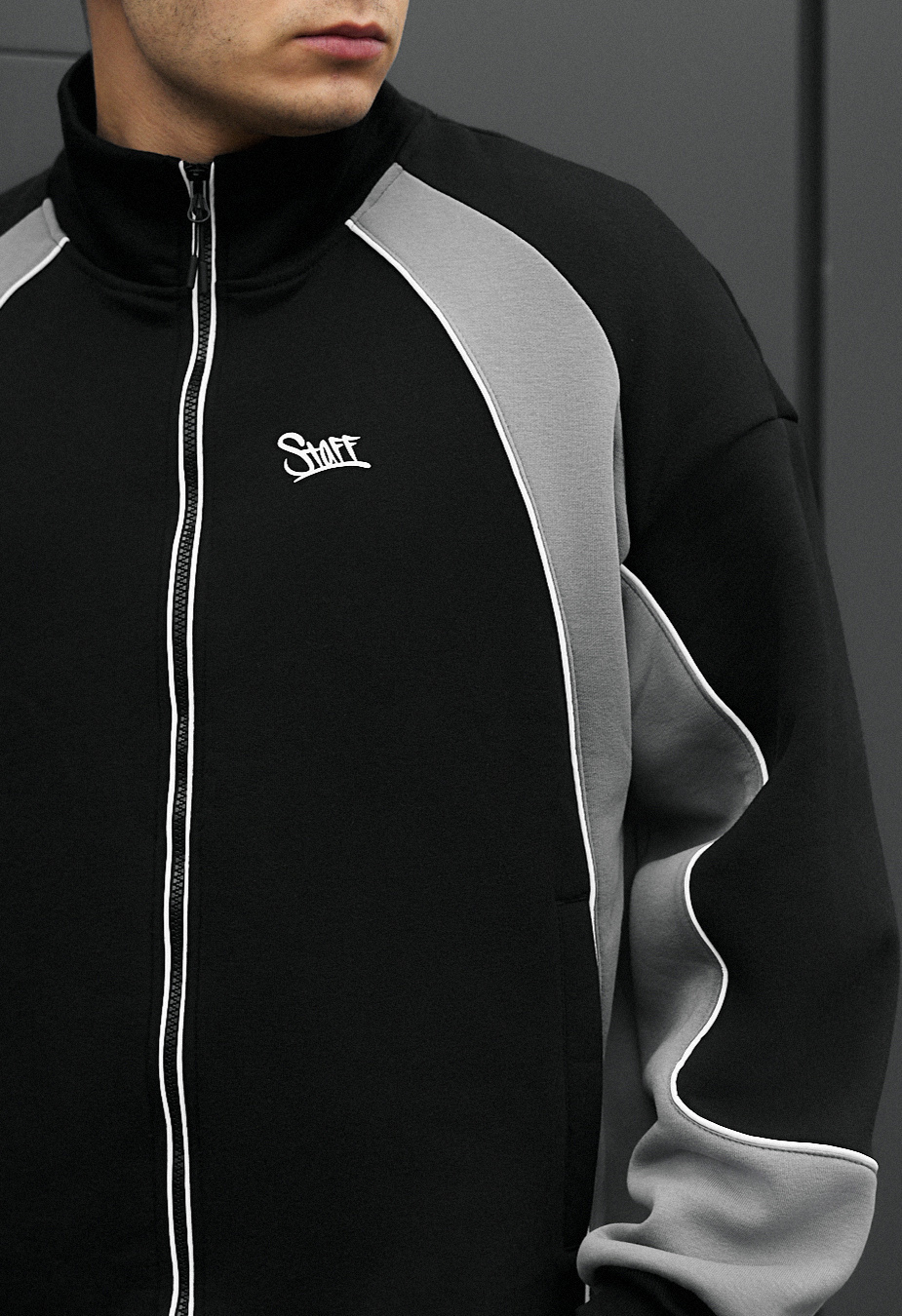Bluză Staff mi gray & black reflective oversize fleece