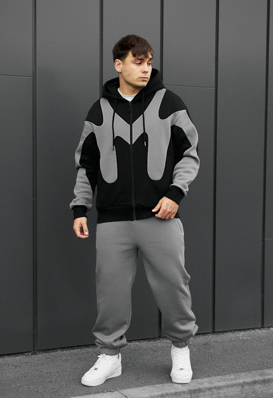 Costum de trening Staff far black & gray oversize fleece