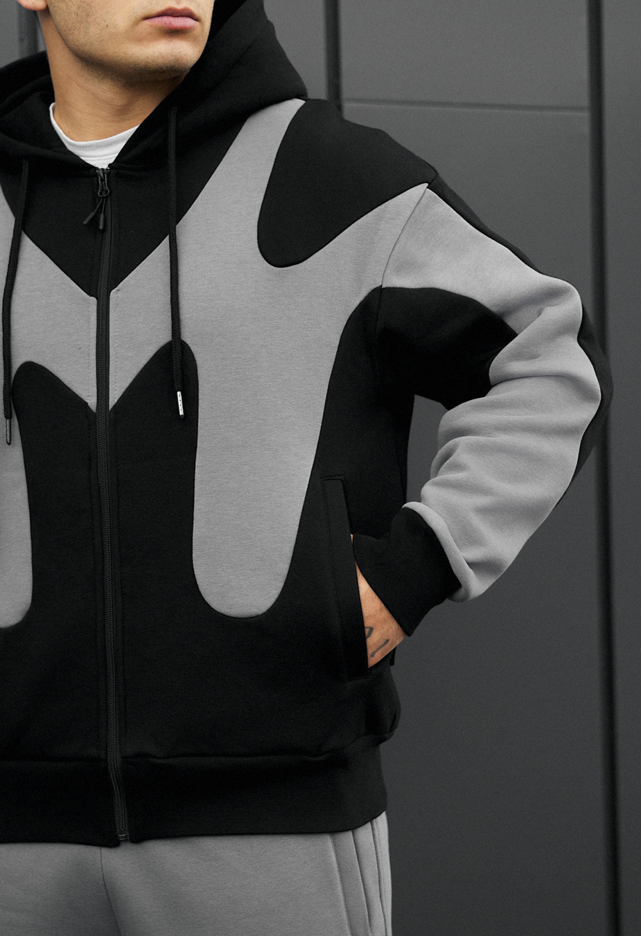 Costum de trening Staff far black & gray oversize fleece