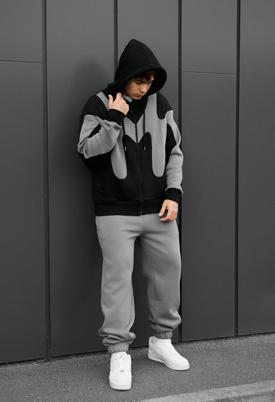 Costum de trening Staff far black & gray oversize fleece