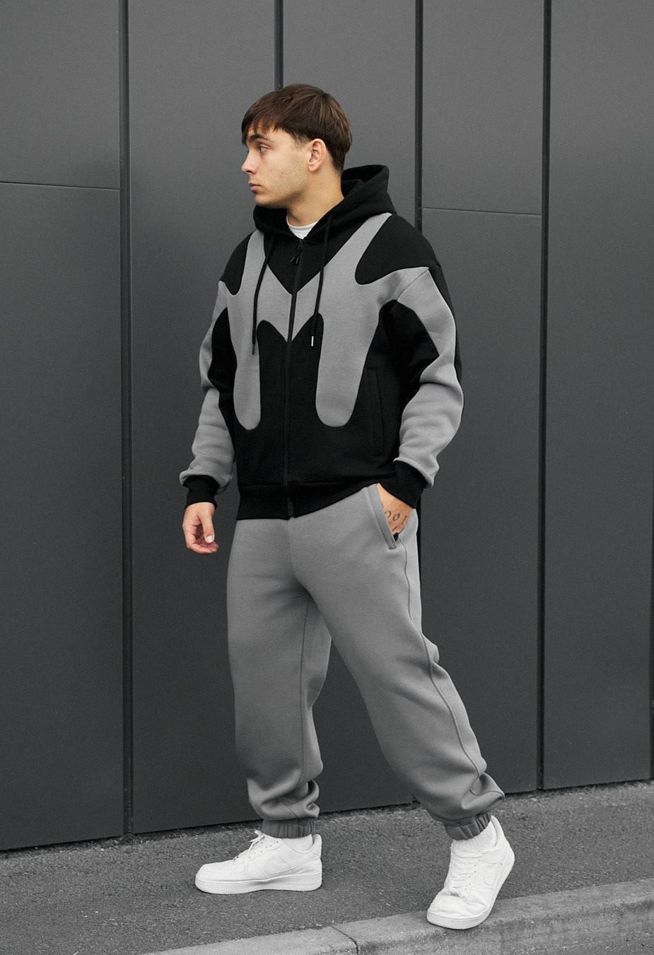 Costum de trening Staff far black & gray oversize fleece