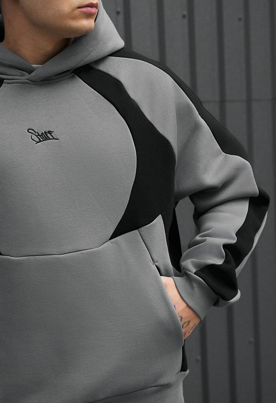 Hanorac Staff gray & black logo oversize fleece