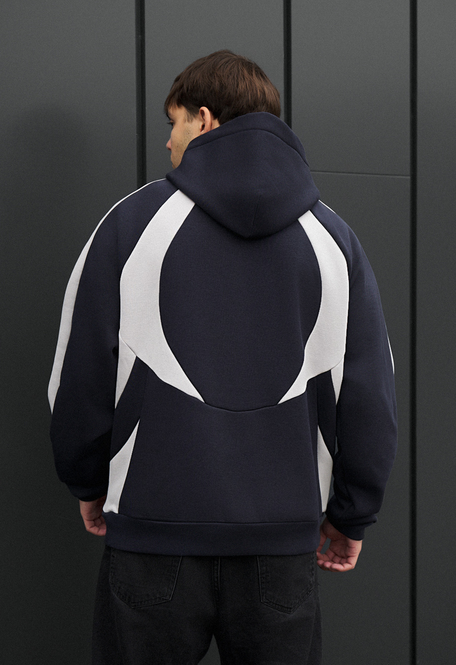 Hanorac Staff navy & light gray logo oversize fleece