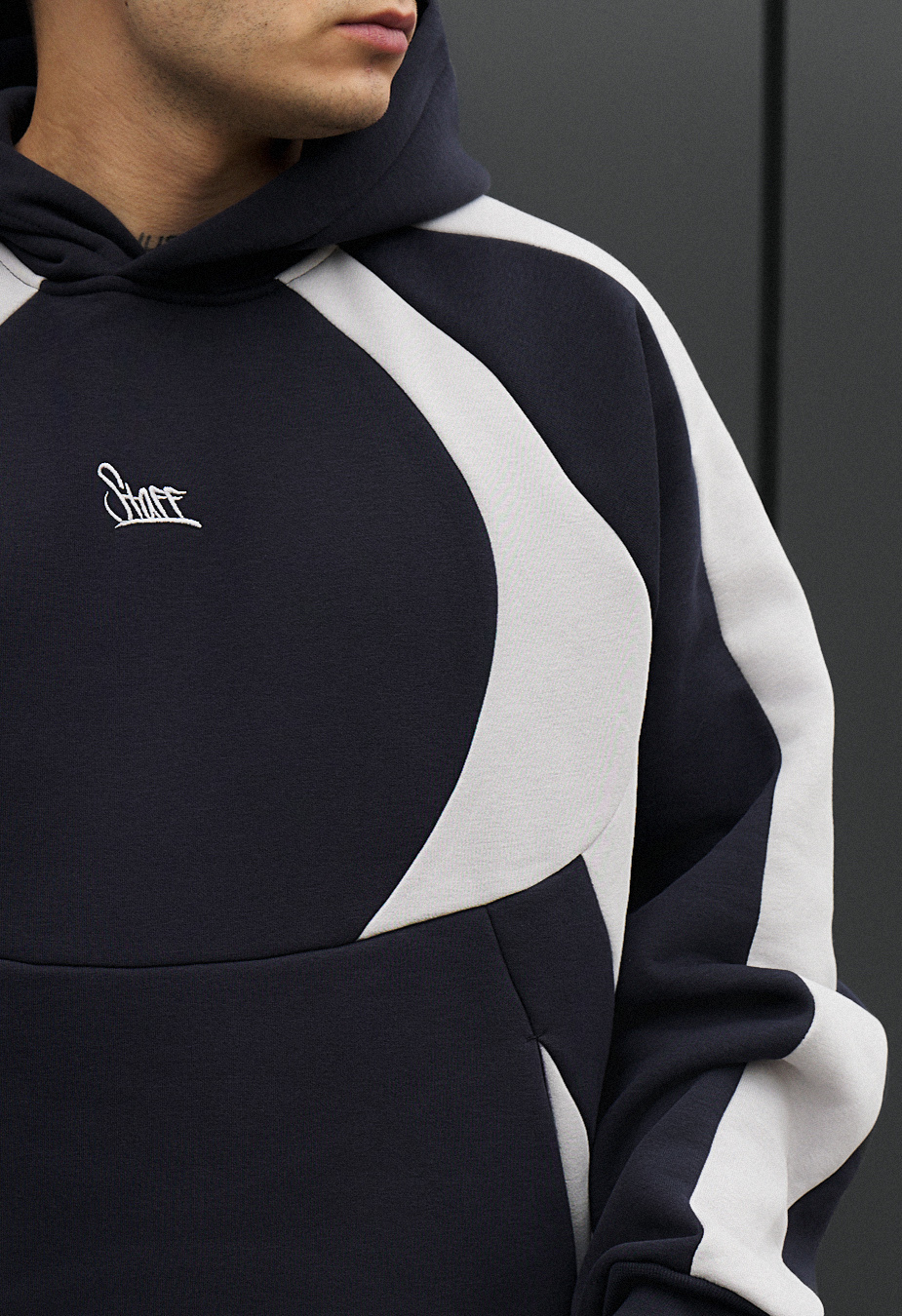 Hanorac Staff navy & light gray logo oversize fleece