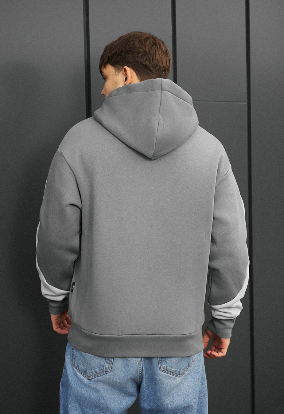 Hanorac Staff fa gray & light gray zip oversize fleece