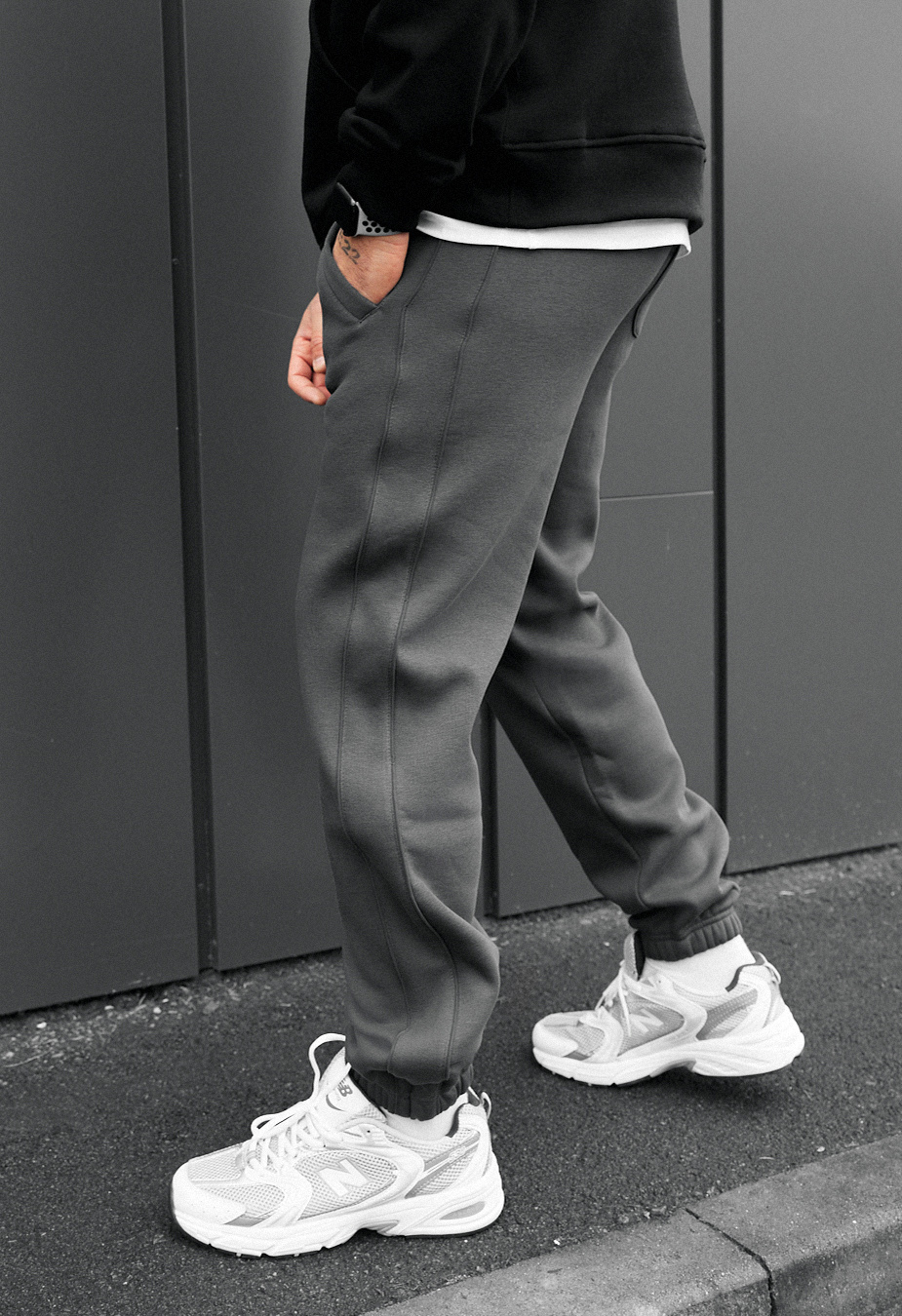 Pantaloni de trening Staff al dark gray reflective fleece