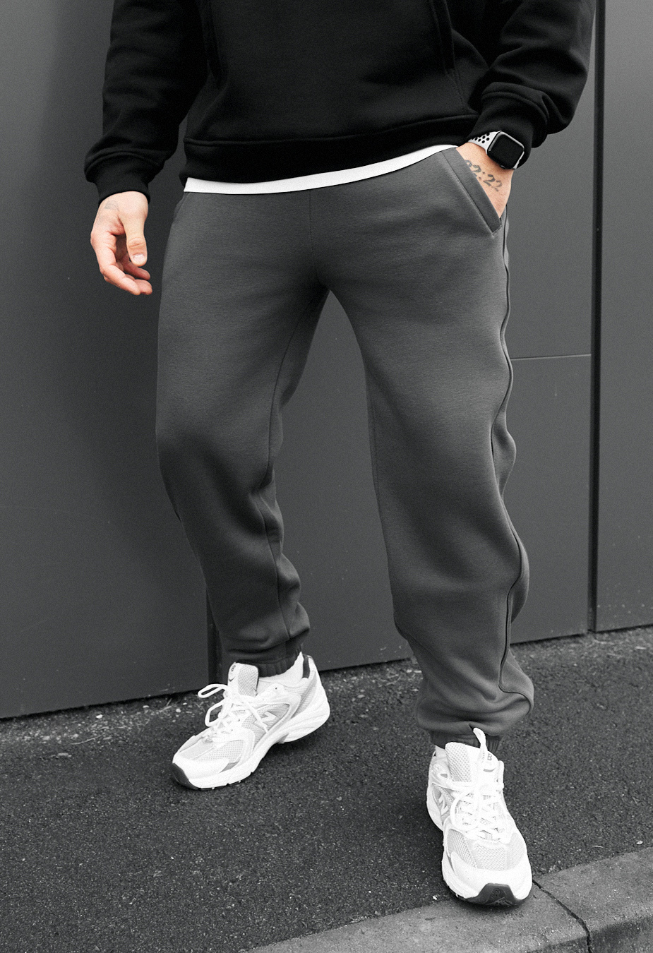 Pantaloni de trening Staff al dark gray reflective fleece