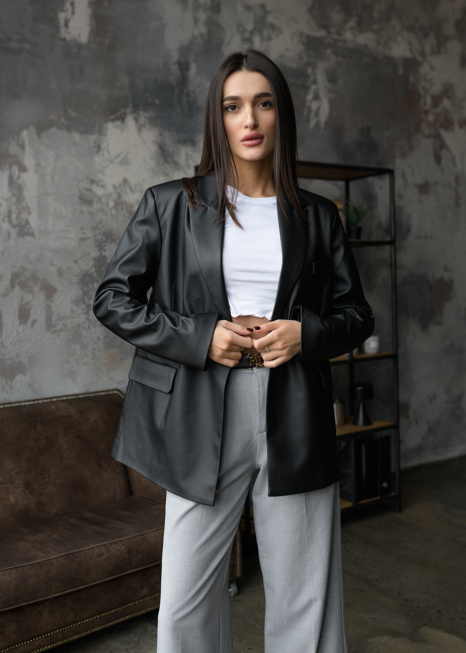 Sacou de damă Staff leather black