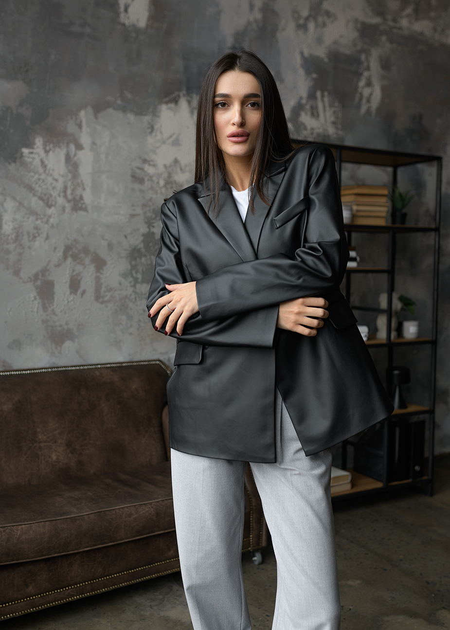 Sacou de damă Staff leather black
