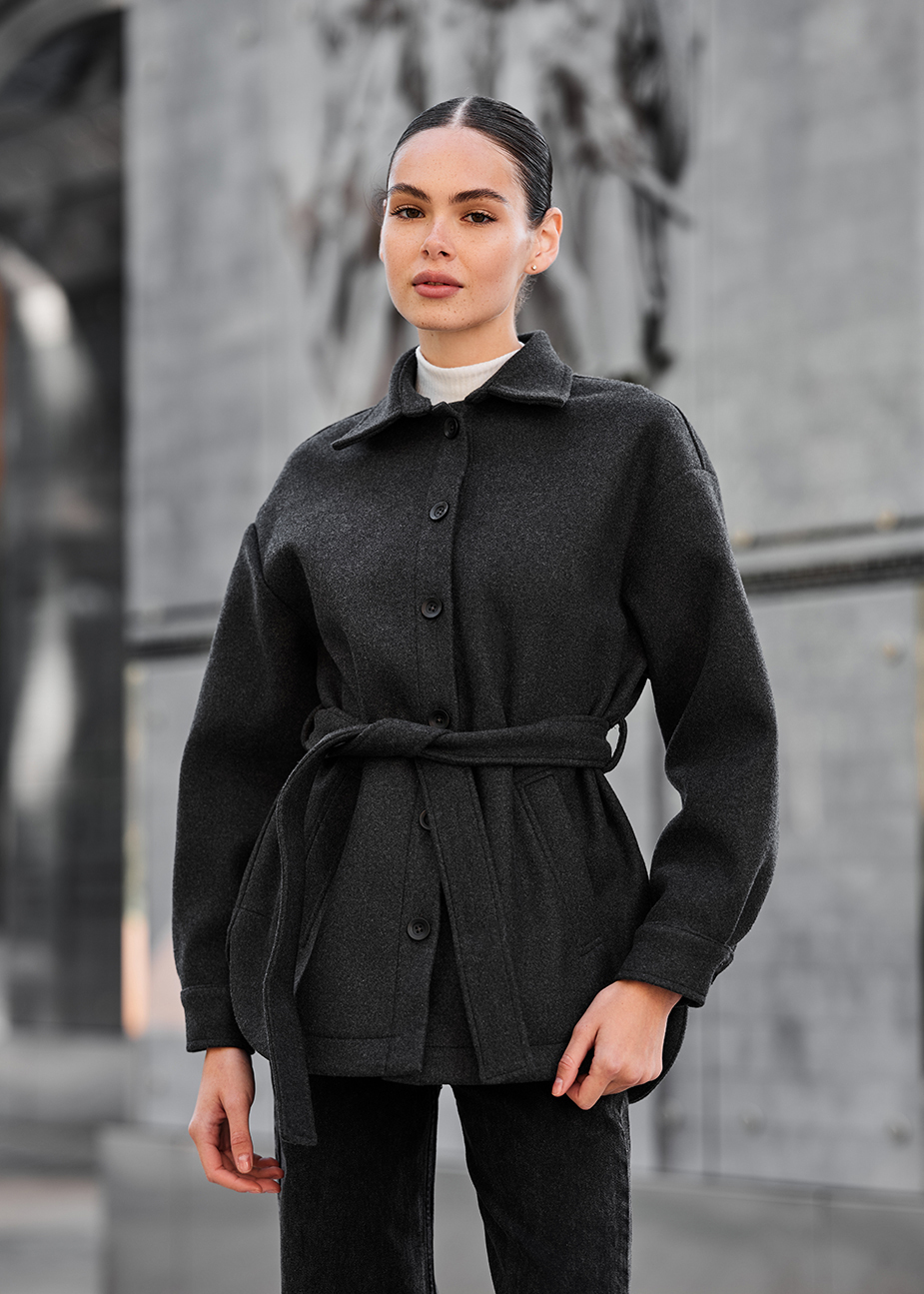 Geacă-cămașă de damă cu blană Staff ma graphite