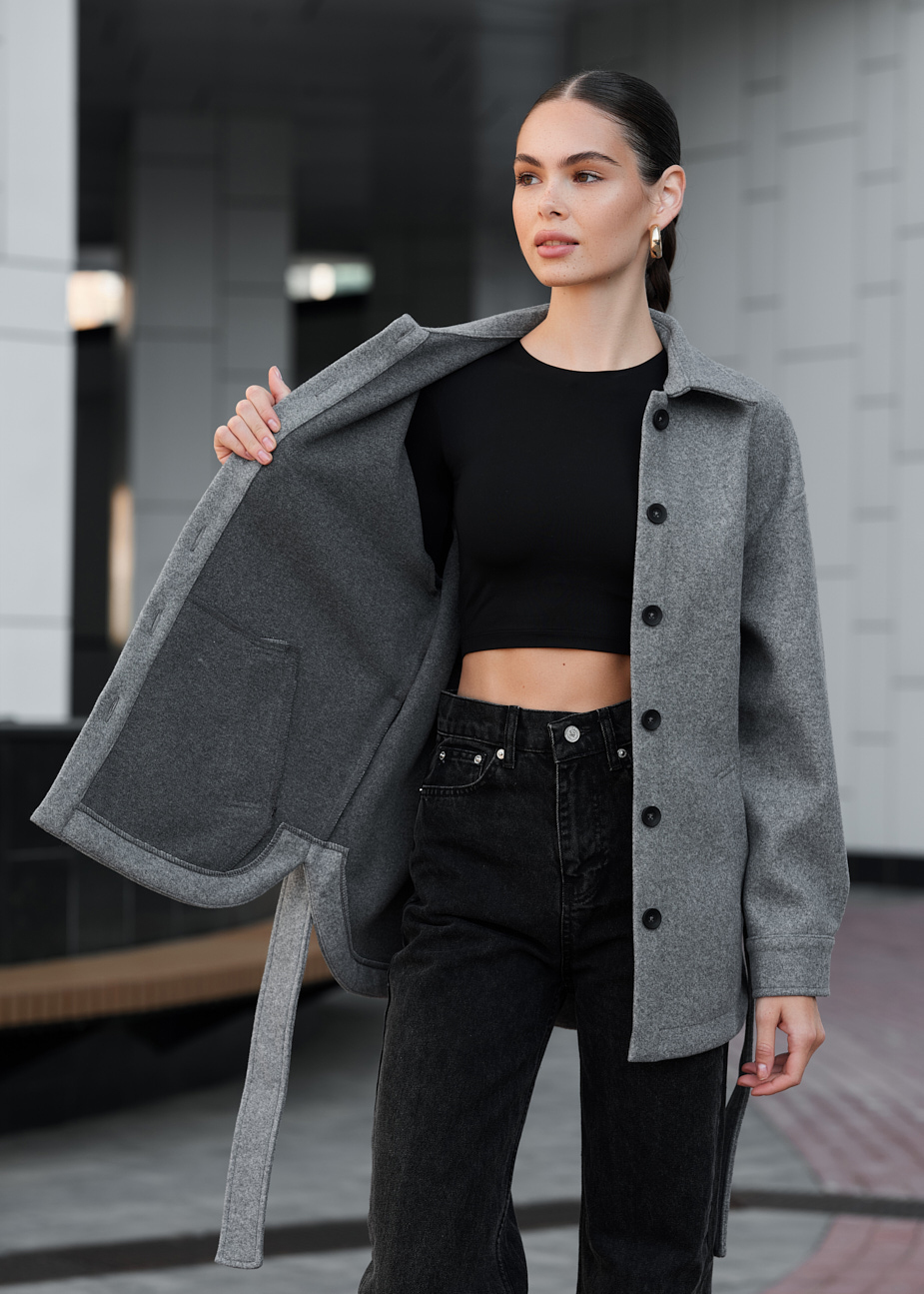 Geacă-cămașă de damă cu blană Staff ma gray
