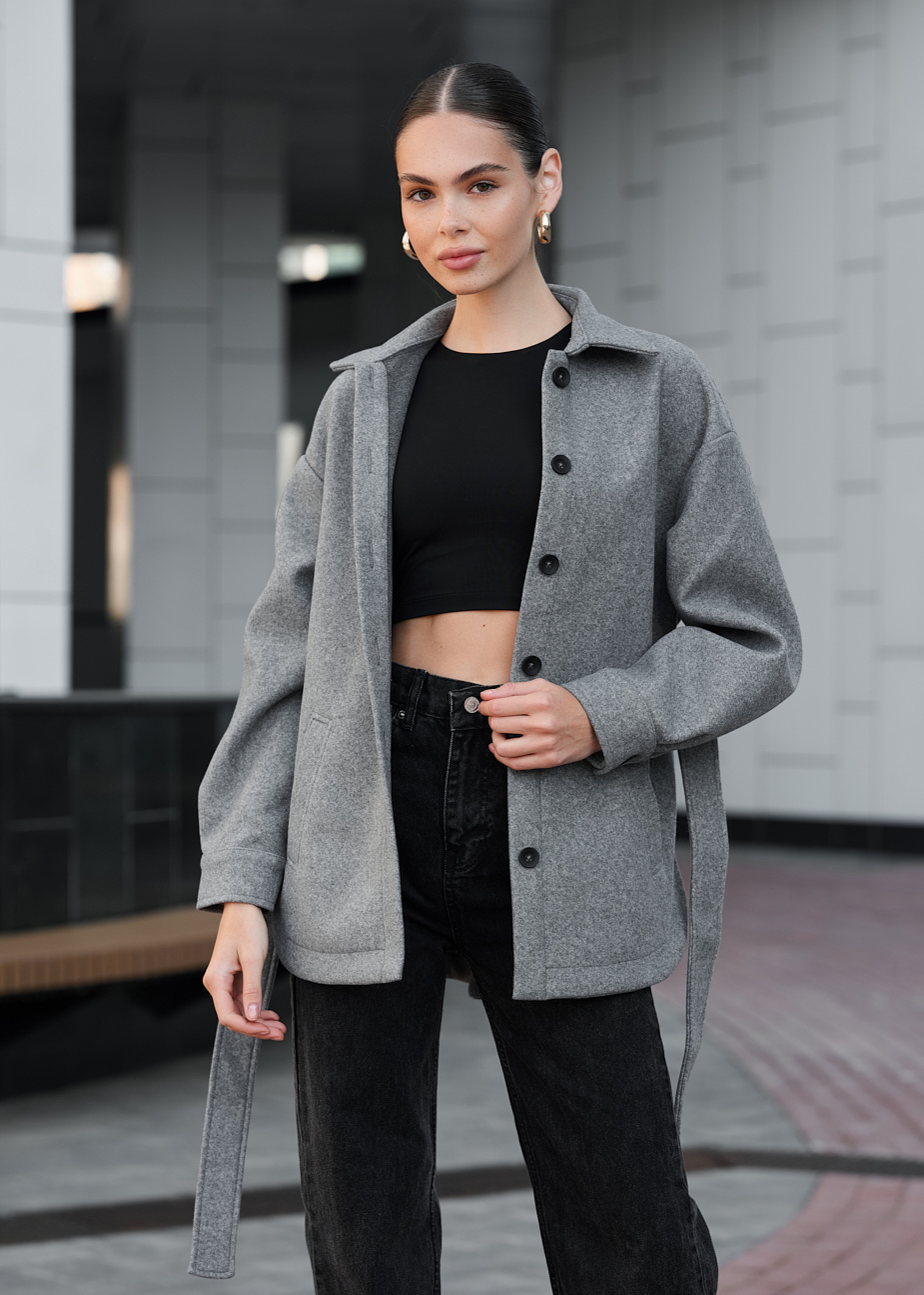 Geacă-cămașă de damă cu blană Staff ma gray