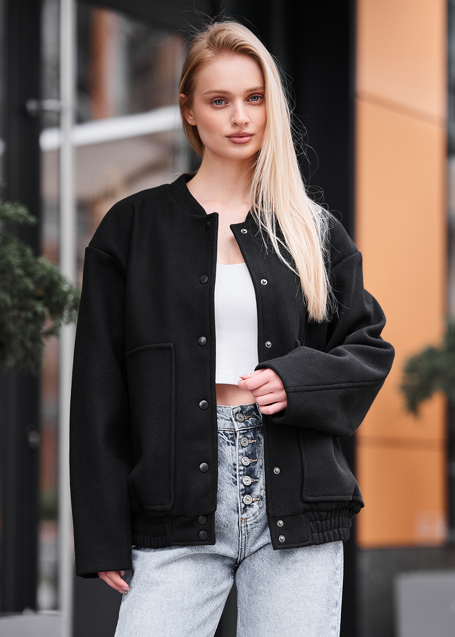 Jachetă bomber de damă Staff lexo black oversize