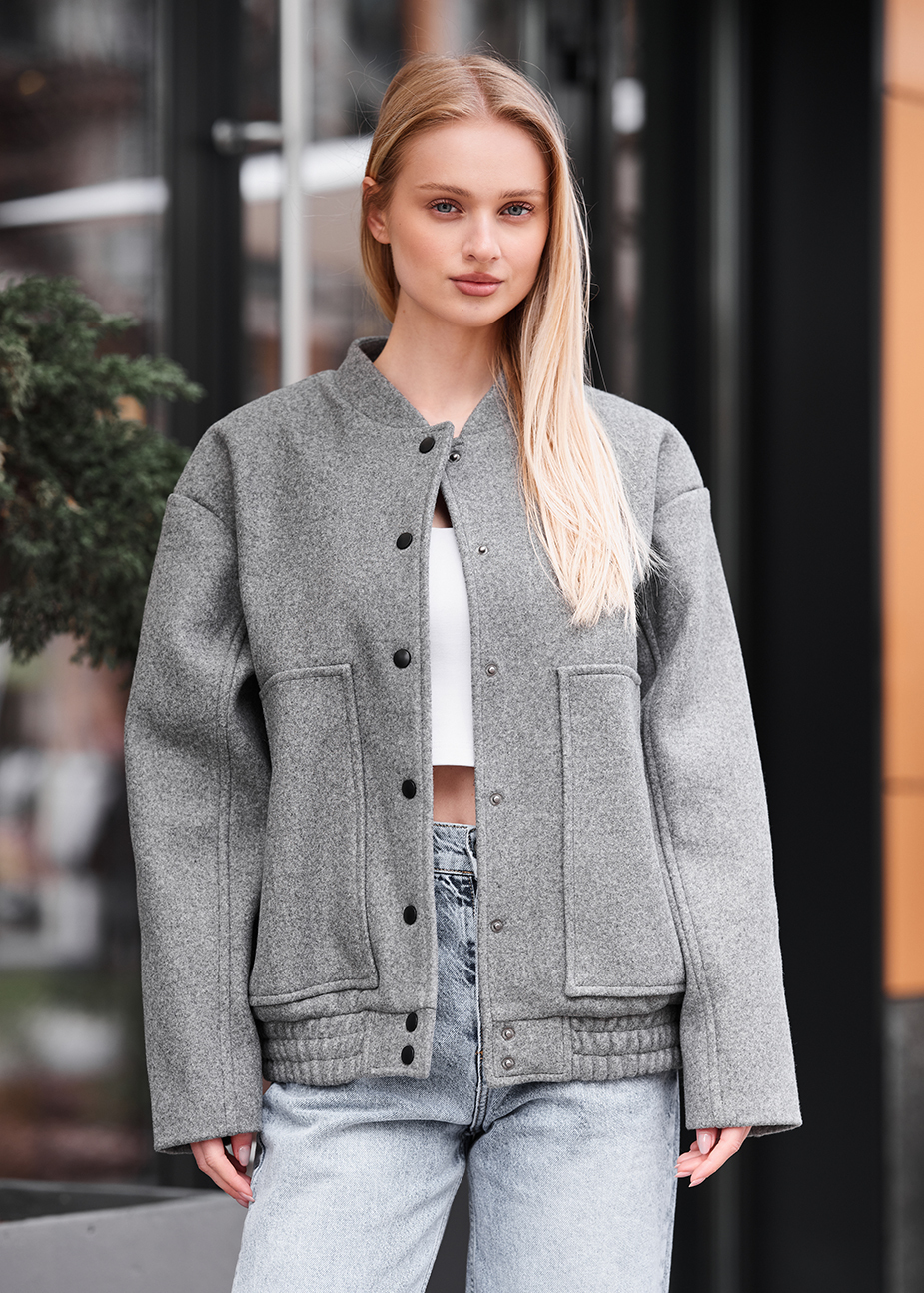 Jachetă bomber de damă Staff lexo gray oversize