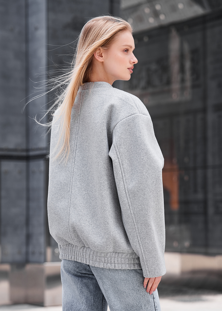 Jachetă bomber de damă Staff lexo light gray oversize