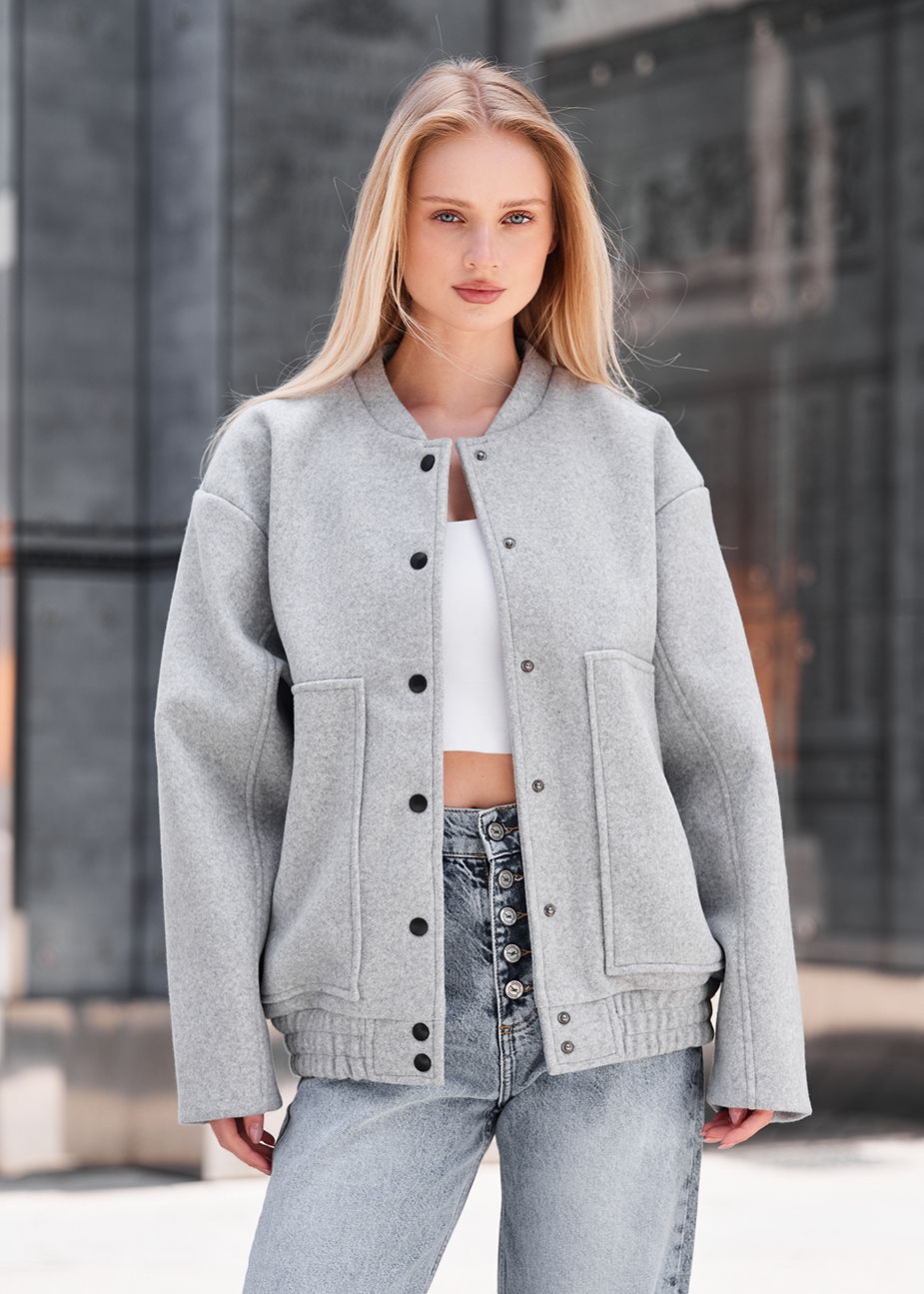 Jachetă bomber de damă Staff lexo light gray oversize