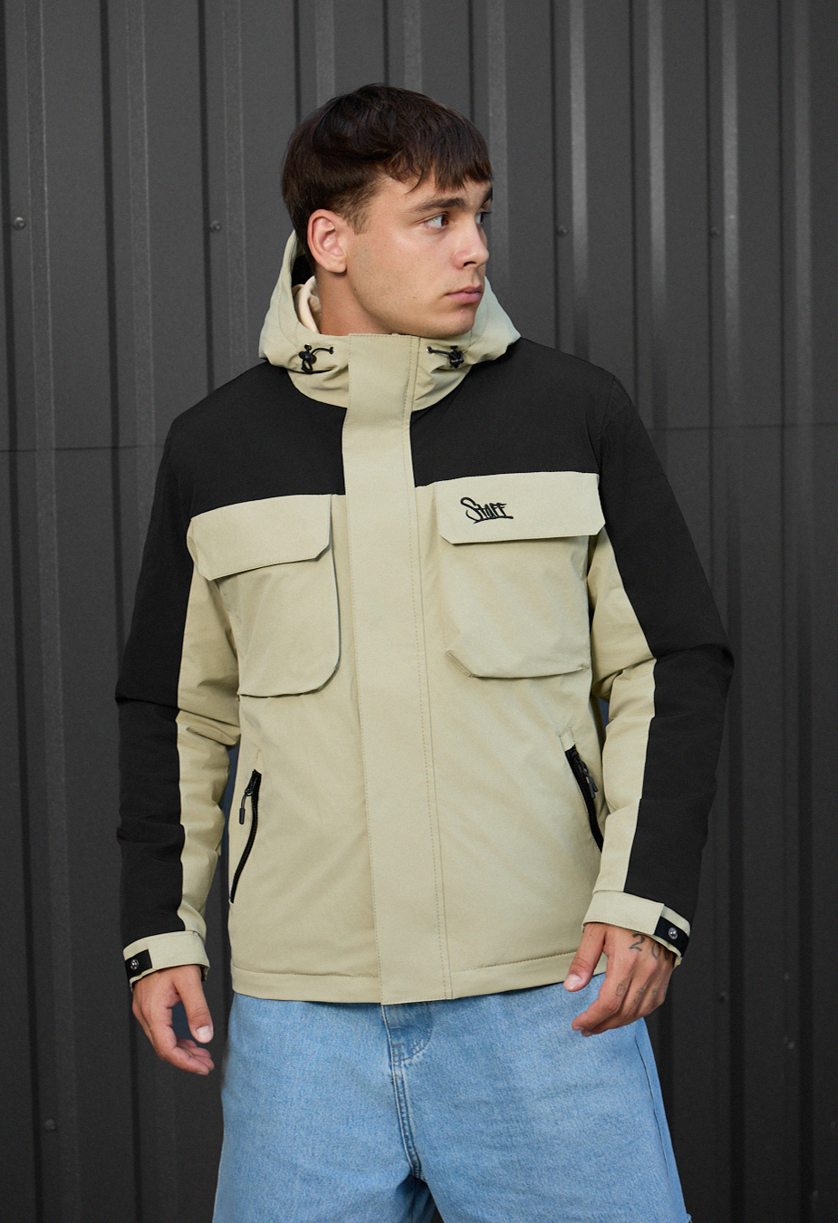 Geacă Staff quor black & light olive