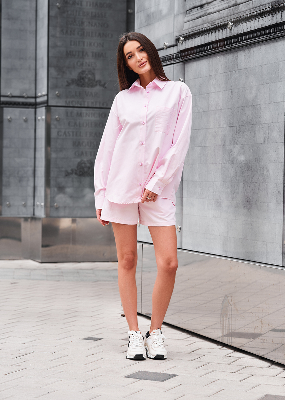 Set de vară de damă cămașă + pantaloni scurți Staff bil light pink