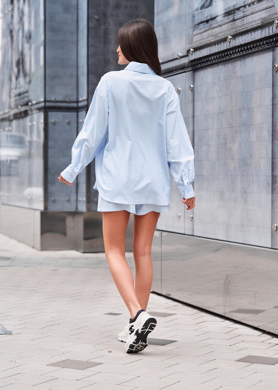 Set de vară de damă cămașă + pantaloni scurți Staff bil light blue