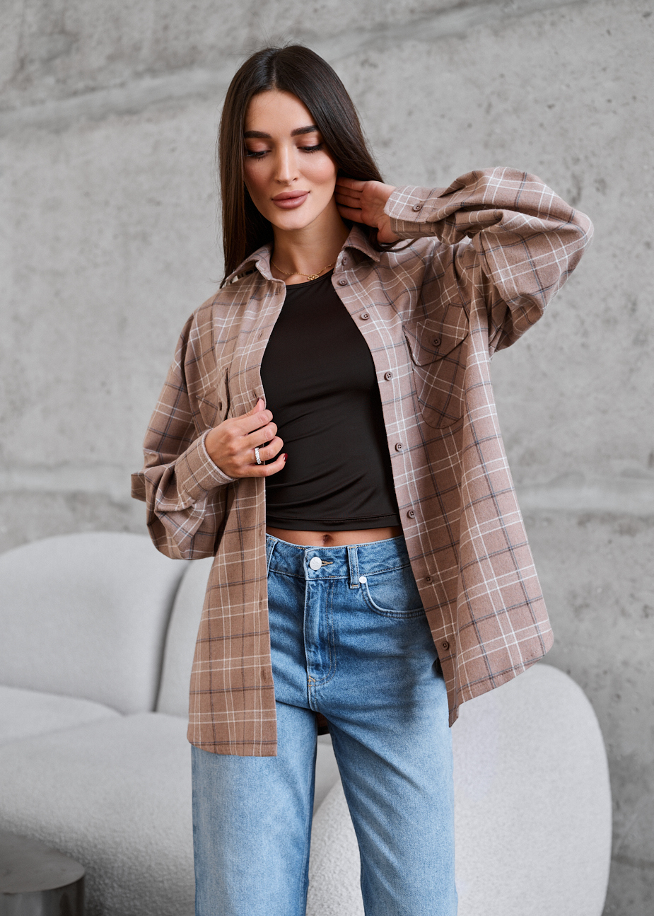 Cămașă de damă Staff mir brown oversize