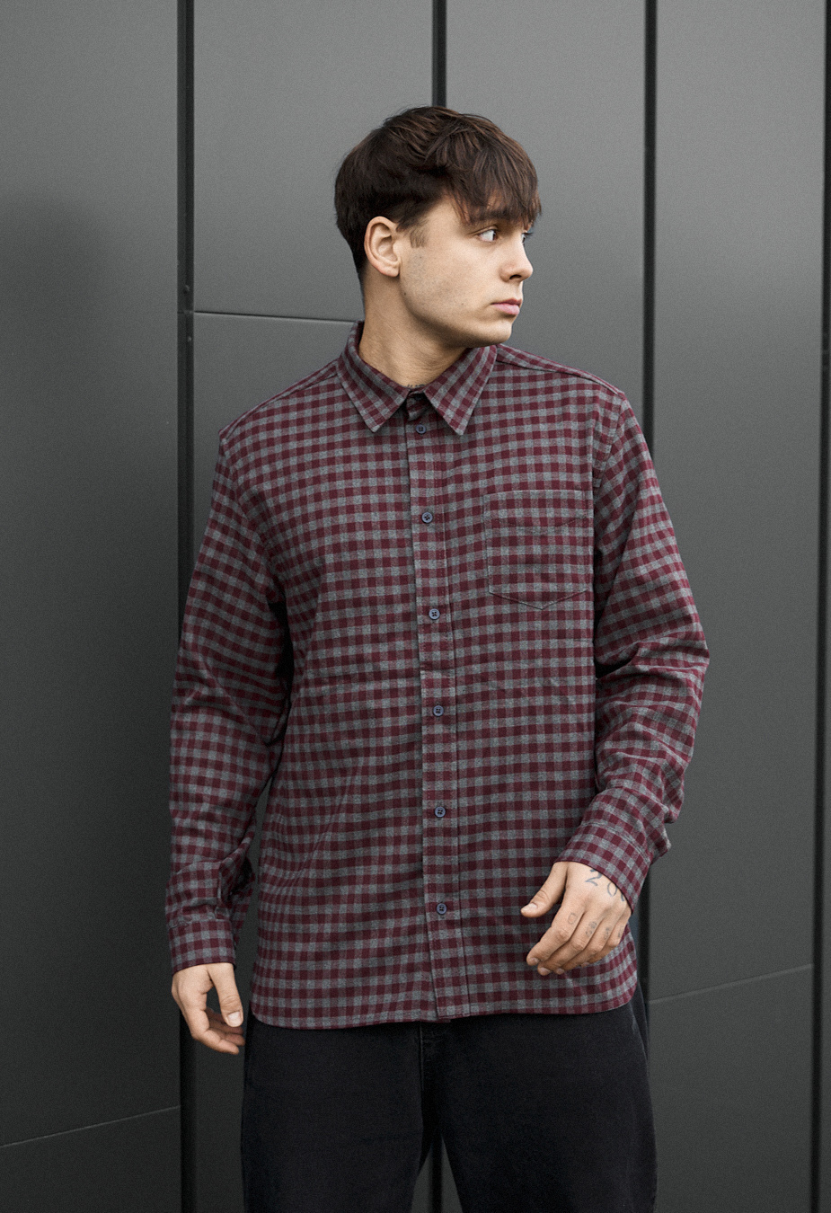 Cămașă Staff ed bordo & gray