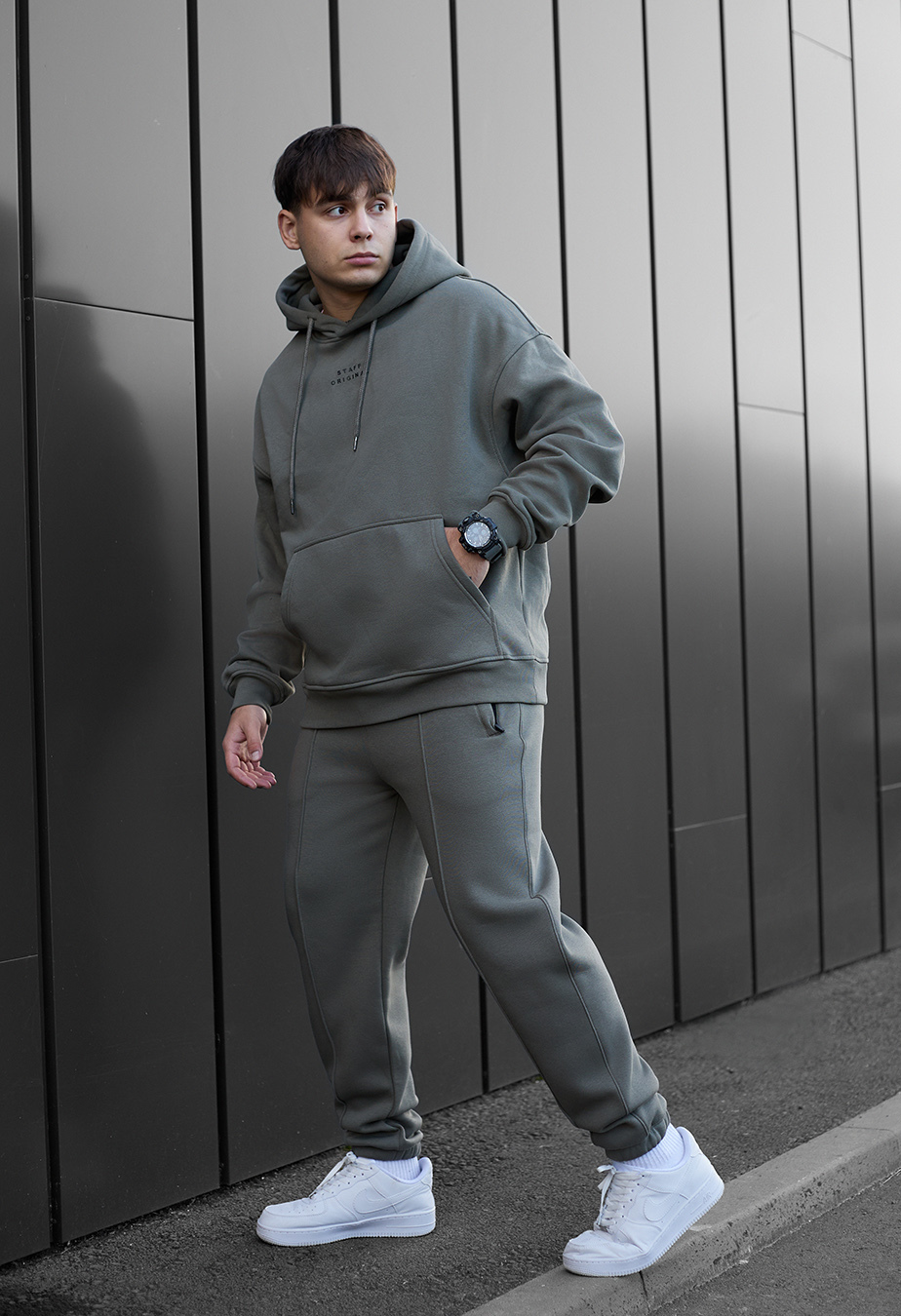 Costum de trening Staff su olive oversize fleece