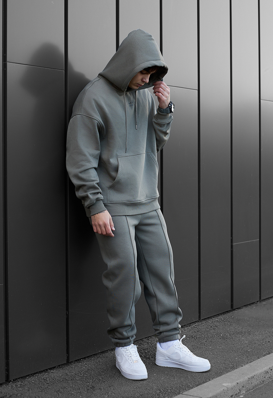 Costum de trening Staff su olive oversize fleece