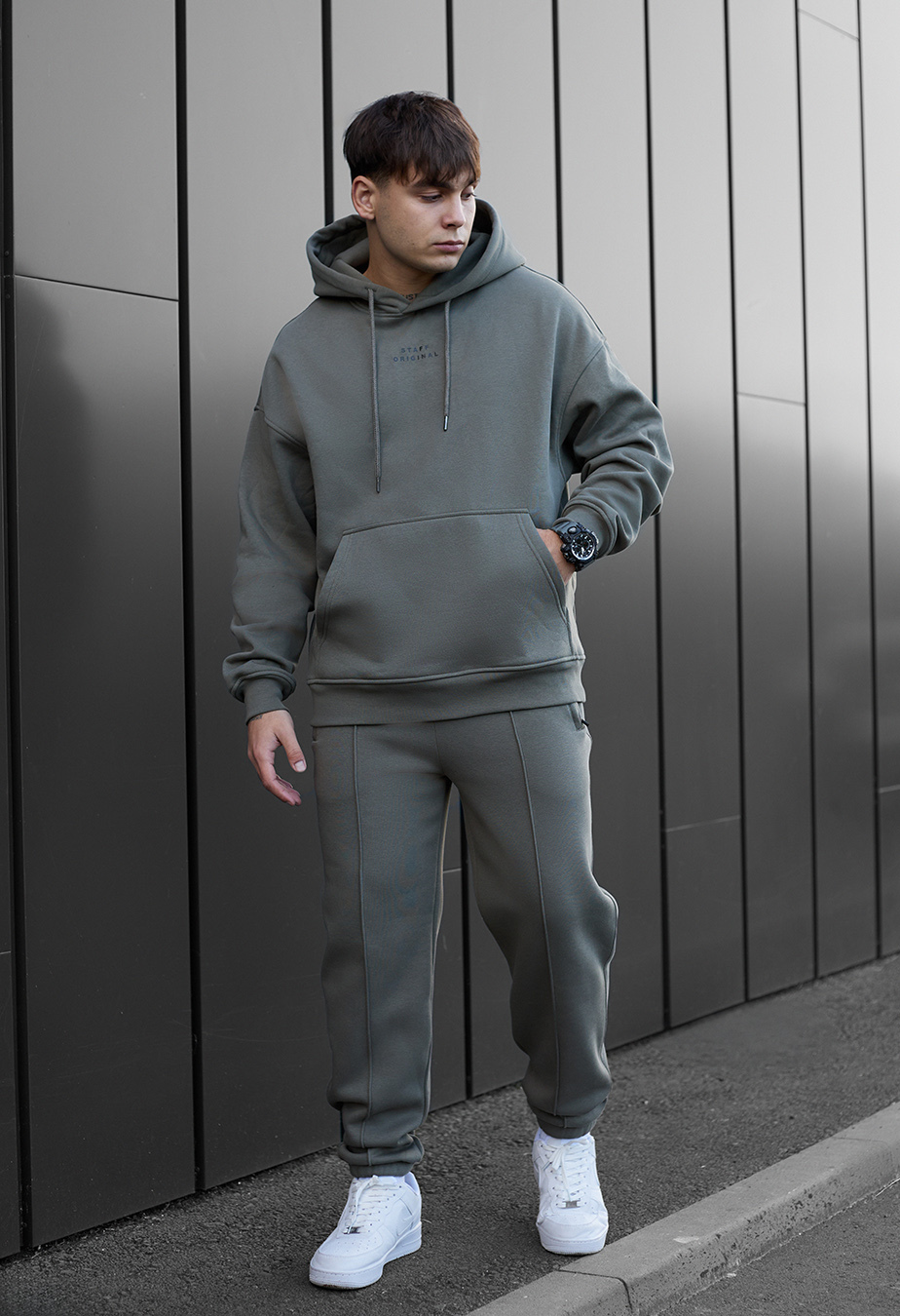 Costum de trening Staff su olive oversize fleece