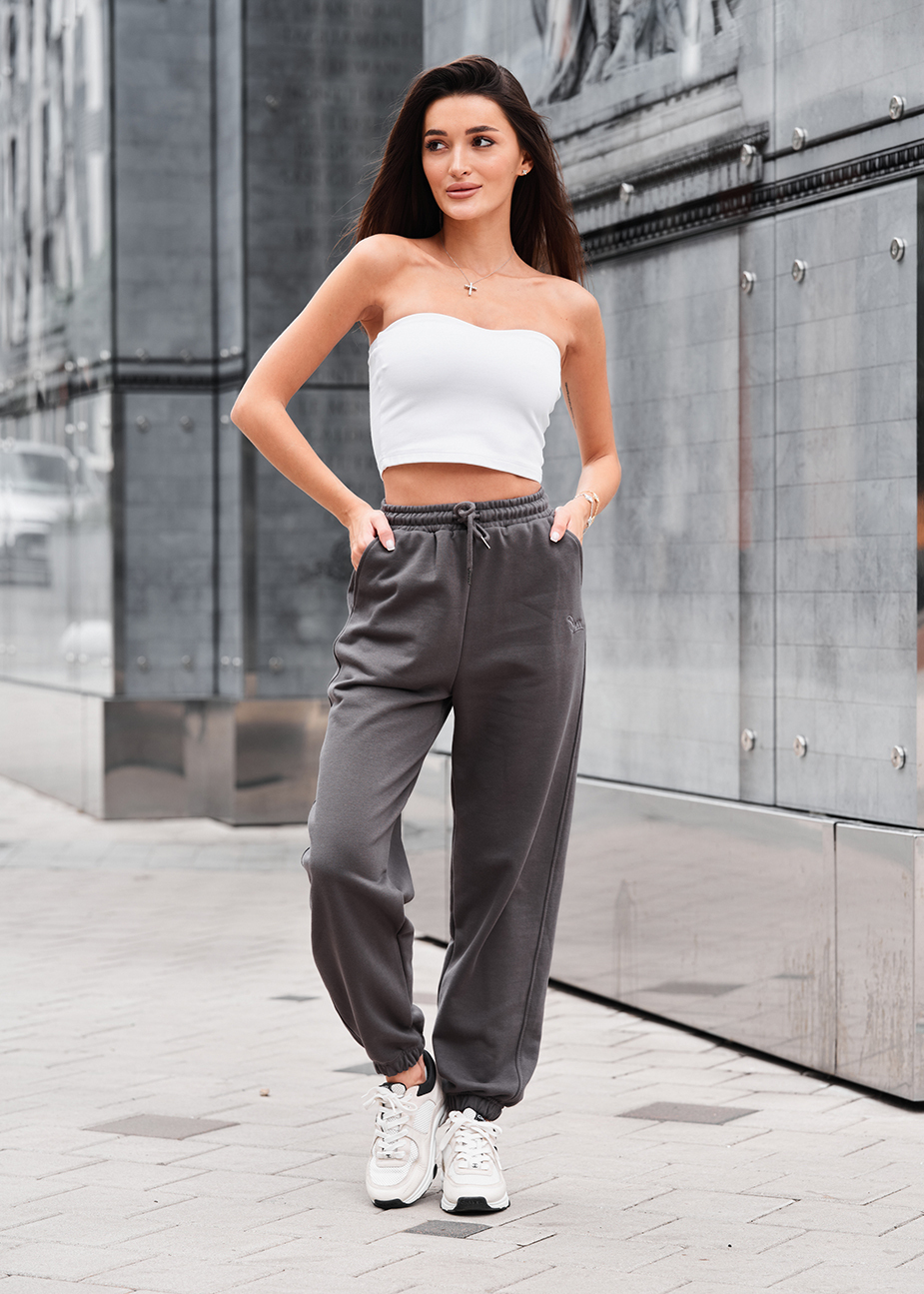 Pantaloni de trening de damă Staff flexi dark gray